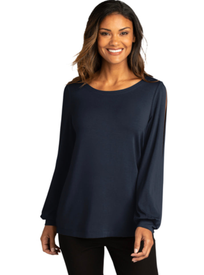 FFB Ladies Luxe Knit Jewel Neck Top