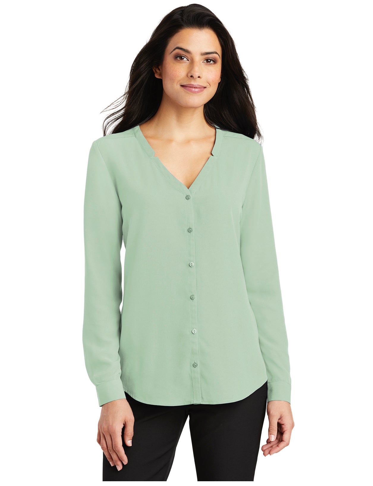 FFB Ladies Long Sleeve Button-Front Blouse